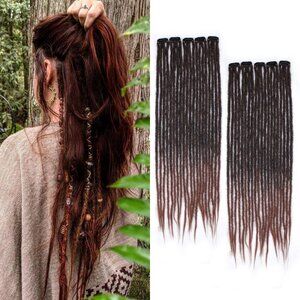 Clip in Dreadlock Hair Extensions Synthetic Long Straight 24 Inch 10 Clips